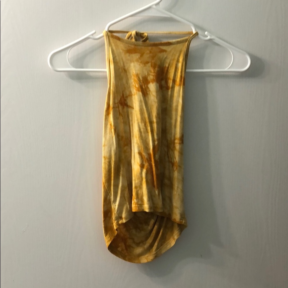 Yellow tie-dye halter top